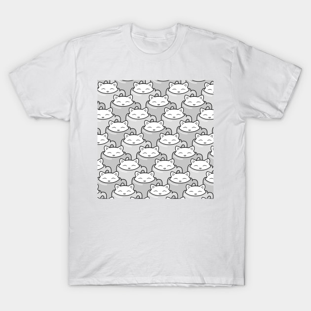 Cute cat pattern, black and white T-Shirt by Purrfect